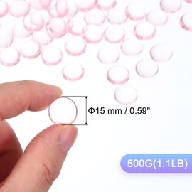 PATIKIL 1.1LB Flat Marbles, 15mm (0.59") Mini Acrylic Gems for Vases Filler Glass Beads Fish Tank Table Scatter Home Decor DIY Crafts, Pink