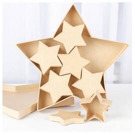 Paper Mache Star with Star Boxes Set of 7 by Factory Direct Craft for Holiday Decorations and Gift Packaging - 12 Inches & 3-3/8 Inches