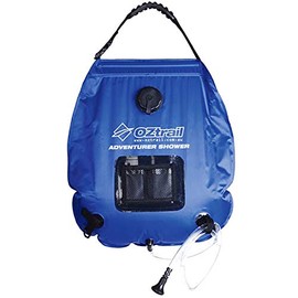 Adventurer Solar Shower. Large 20L capacity with rip-stop 600D and PVC construction. Convenient shampoo and soap pocket. 90cm hose.