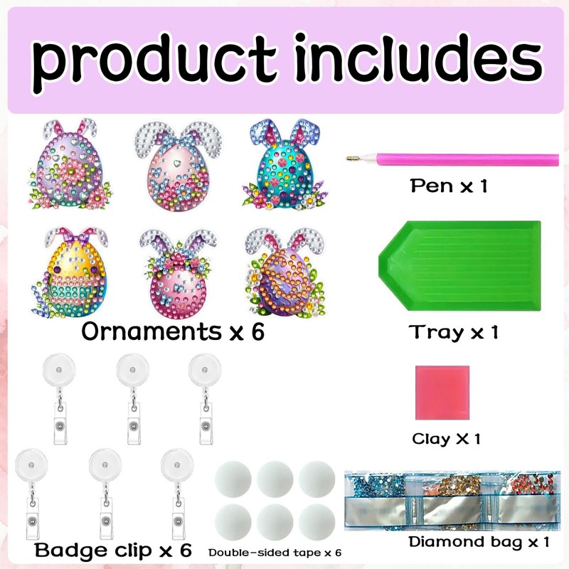 DoxQcs DIY Diamond Art Painting Retractable Badge Clip, Retractable Badge