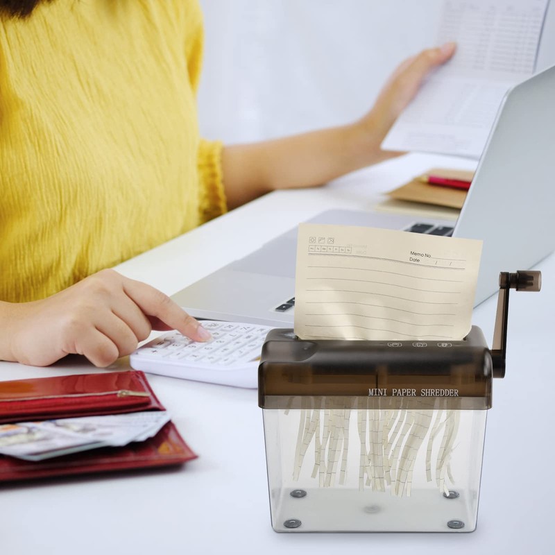 Xzeemo Mini Paper Shredder, Hand Crank Paper Shredder for Home