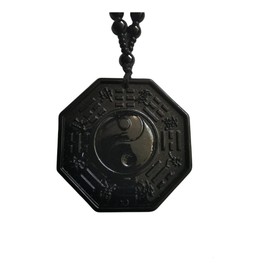 RICHARD-911 Collar Cadena Obsidiana Yin Yang Joyería Regalo Pareja Amuleto Protección Hombre Mujer