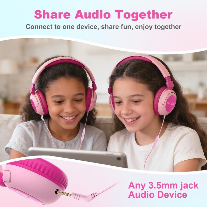Kids Headphones for School, Wired HD Mic 3-15 Year for