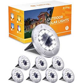 Biling Solar Ground Lights Outdoor 8 Packs, Bright 12 LEDs Solar Lights Outdoor Waterproof, Flat Landscape Lights Solar Powered for Yard Walkway Garden Driveway (White)