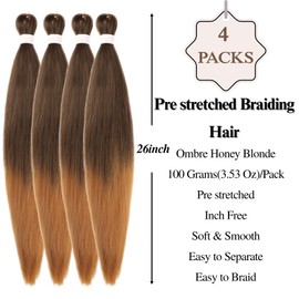 Brown Blonde Boho Hair for Braiding Synthetic Hypoallergenic Pre stretched Braiding Hair for Boho Braids Curly Deep Wave Inch Free