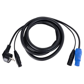 Pronomic Stage EUPPX-2.5 Hybrid Cable Euro/Powerplug/XLR - Length: 2.5 m - Combination Cable for Active Speakers - Power Supply and Signal in One - Powercon/Schuko Compatible - Black