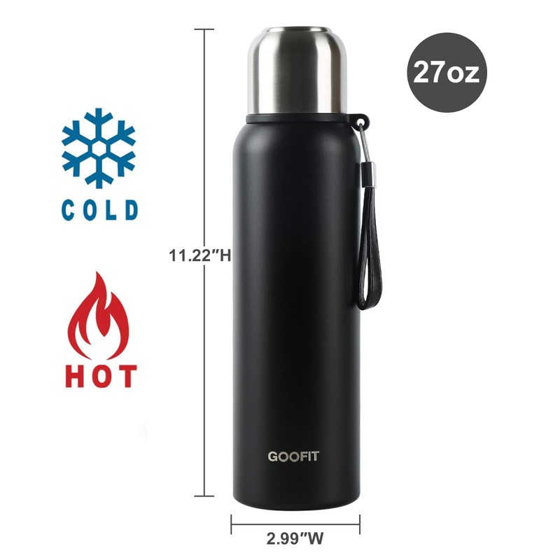GOOFIT Thermos Flask, 800 ml, Leak-Proof, BPA-Free, Stainless Steel Thermos