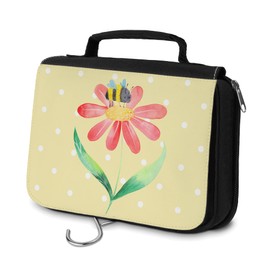 Parent-New - Mr. & Mrs. Panda Toiletry Bag with Bumble Bee Flower Design, yellow, Hand drawn