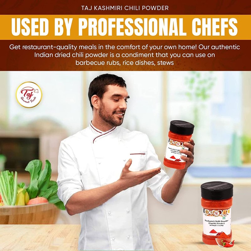 TAJ Premium Indian Kashmiri Chilly Powder, (Deggi Mirch, Lal Mirch),
