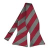 tiemart Striped Self-Tie Bow Tie (Crimson Red and Medium Gray)