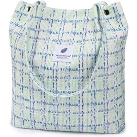 YSTrillion Women's Corduroy Shoulder Bag, Large Capacity Corduroy Shoulder Bag, Fashion Women's Shoulder Bags, Large Capacity Shopping Bag for Everyday, Office, blue