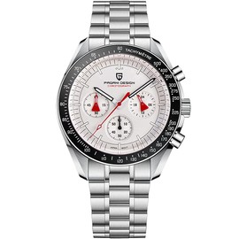 Pagani Design 1701 V6 Moon Wristwatch Homage Men's Quartz Chronograph Watches VK63 Movement Stianless Steel Construction 100M Waterproof Fashion Sport Watch (1701-white)