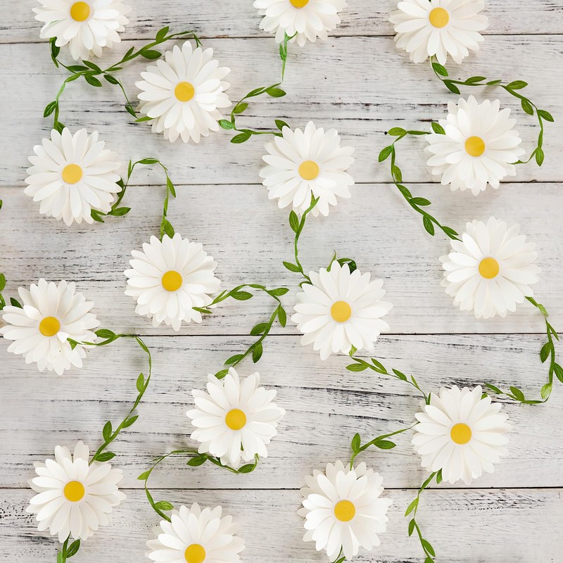 3D Daisy Flower Garland (2PCS) Flower Banner Wildflower Party Decorations