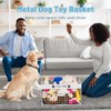Bfttlity Dog Toy Basket - Large, Metal, with Handles &