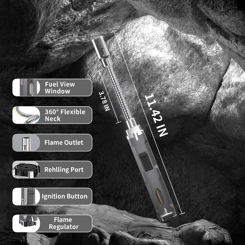 Torch Lighter, Long Flexible Neck Refillable Butane Lighter, Jet Flame