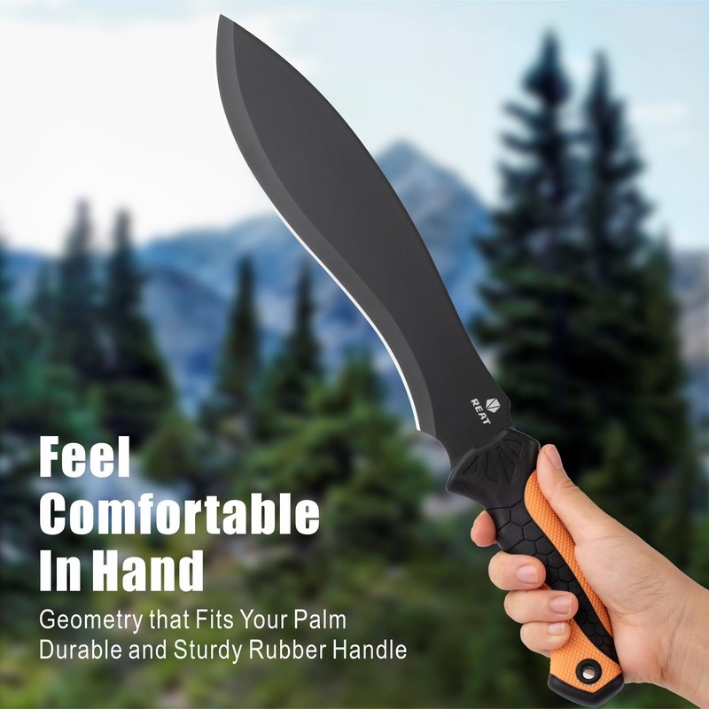 REAT Gardenging Machete, 17" Heavy Duty Machete with Sheath, Ergonomic