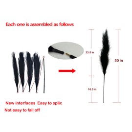 Honmmik 3PCS Faux Pampas Grass 50'' Tall Pompas for Floor Vase Dried Pampas Grass Decor Living Room Decor and Accessories Fluffy Artificial Pampas Grass Home Decor (Black)