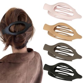 Flomiara Flat Hair Claws Oval Hair Clips for Thick Thin and Fine Hair Women Girls Non-Slip Strong Hold French Matte Claws Accessories Black Dark Brown Light Pink