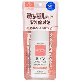 Minon UV Mild Milk, Main Product, 80mL, Sunscreen, UV Care, Sensitive Skin, Prevents Skin Irritation, SPF50+ PA++++, No UV Absorbing Agents, Low Irritation, For Use with Children, [Over-the-counter