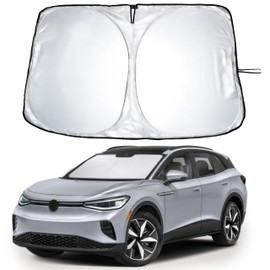 EcoNour Windshield Sunshade Compatible for Volkswagen 2021-2024 2025-240T Polyester Material Cars Sun Visor Reflector Blocks UV Rays - Foldable Sunshade Interior Protection Accessories
