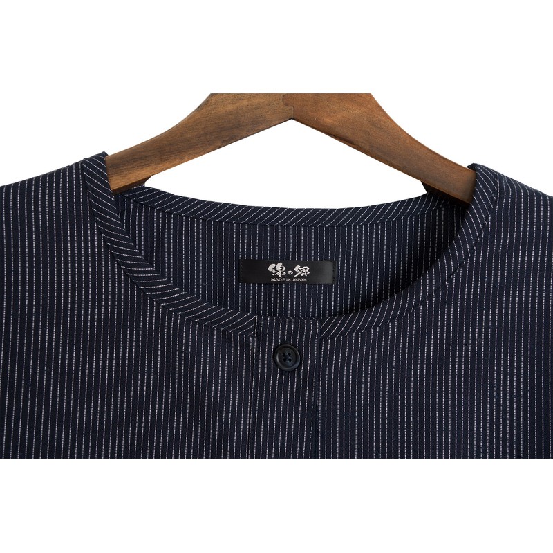 Kurume Woven Apron with Front Button, Japanese Pattern -