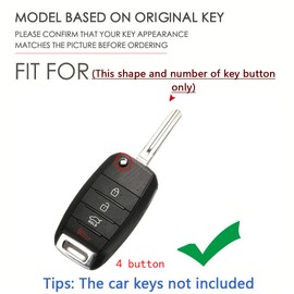 SANRILY Sliver-edge 4 Button Flip Key Fob Cover for Kia Sorento Sportage Rio Soul Forte Optima Carens Picanto Accessories Keyless Key Case with Leather Keychain Black