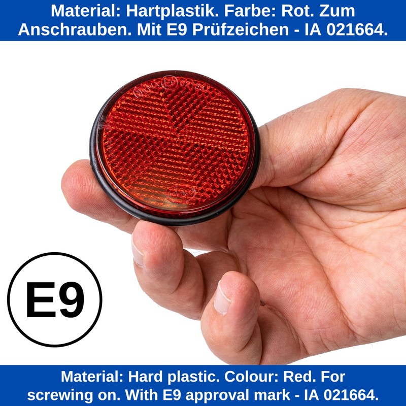 4 Pack Round Reflectors Screw On Red with Black Trim