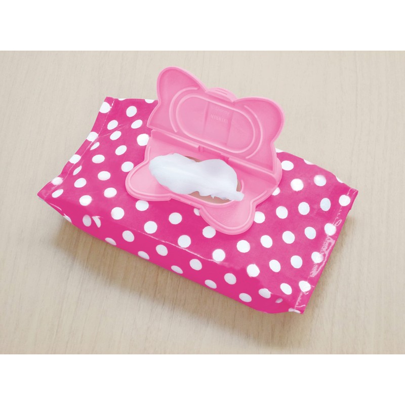 Nishiki Kasei Portable Wipes Lid, Minnie Pink, Prevents Dry Wipes