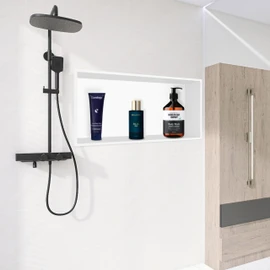 BATHFINESSE Shower Niche 24 x 12, White Niche for Shower Wall, Shower Niche Insert Tile Ready, Recessed Niche No Tile Needed, Over Mount Installation