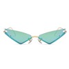 Azoxus Women Futuristic Small Cateye Sunglasses Triangle Rimless Tinted Green