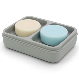 Double Soap Dish, Dual Compartment Soap Holder, Bar Shampoo Holder with Drainage Layer, Soap Tray for Bathroom, Shower, Bathtub (1pc, Gray)