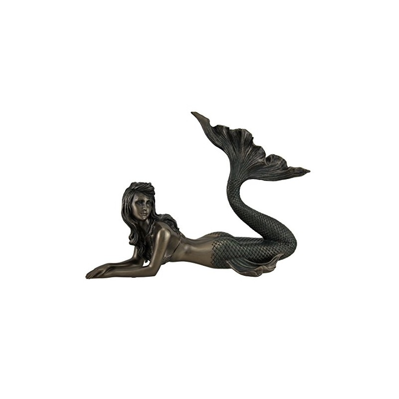 Veronese Design 7 5/8" Tall Mermaid Lying Down Statue Nautical