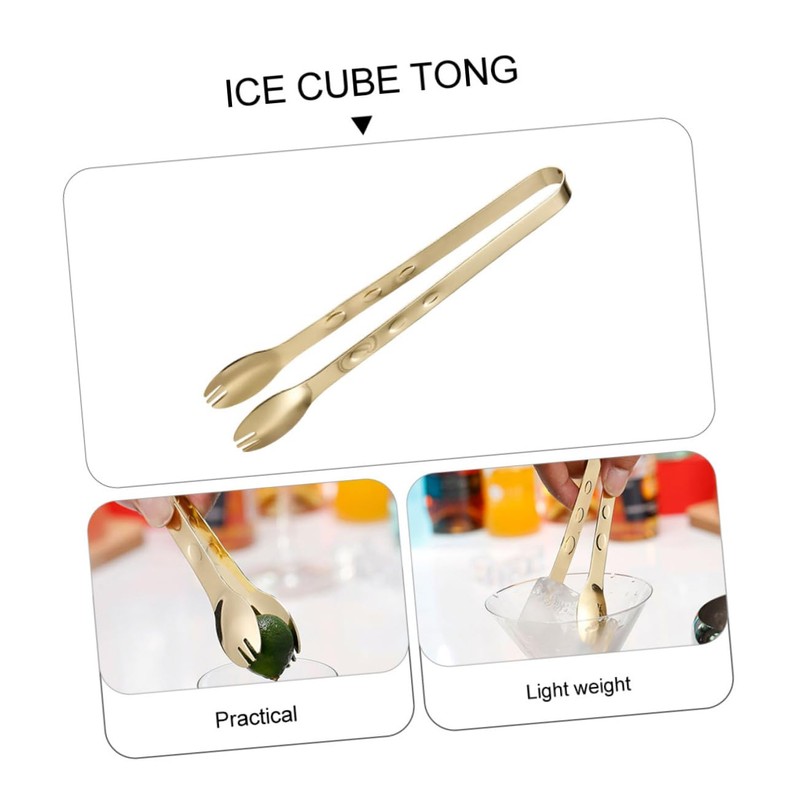 SHOWERORO 1pc Stainless Steel Ice Cube Tongs Food-Grade Material Non-Slip