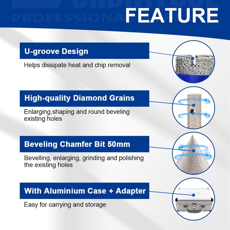 SHDIATOOL Diamond Drilling Core Bits Set Chamfer Bits for Porcelain