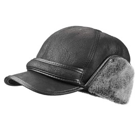 frr Shearling Sheepskin Fudd Hat (L, Black)