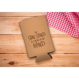 Beach House Decor For Women The Sun Sand & A Drink In My Hand 96-Pack Ultra Slim Can Drink Sleeves