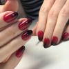SXVME Uñas postizas francesas rojas y negras, cortas, ovaladas y