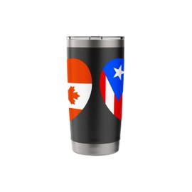 Puerto Rico and Canada Flags: Heart Shaped Unity Stainless Steel Insulated Tumbler