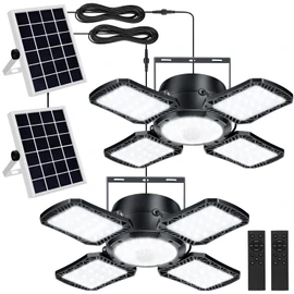 Aqonsie Solar Shed Light Outdoor Indoor, 176LED Solar Powered Motion Sensor Pendant Light Daytime Available, Solar Indoor Lights with 5 Lighting Modes & Remote for Shed Gazebo Barn Garage, 2 Pack