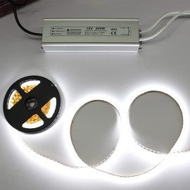 200W 12 Volt LED Power Supply, Waterproof IP67 LED Driver, 110V AC to 12V DC Converter, LED Transformer Low Voltage Output with 3-Prong Plug 3.3 Feet Cable for Light Strip, 16.6Amp