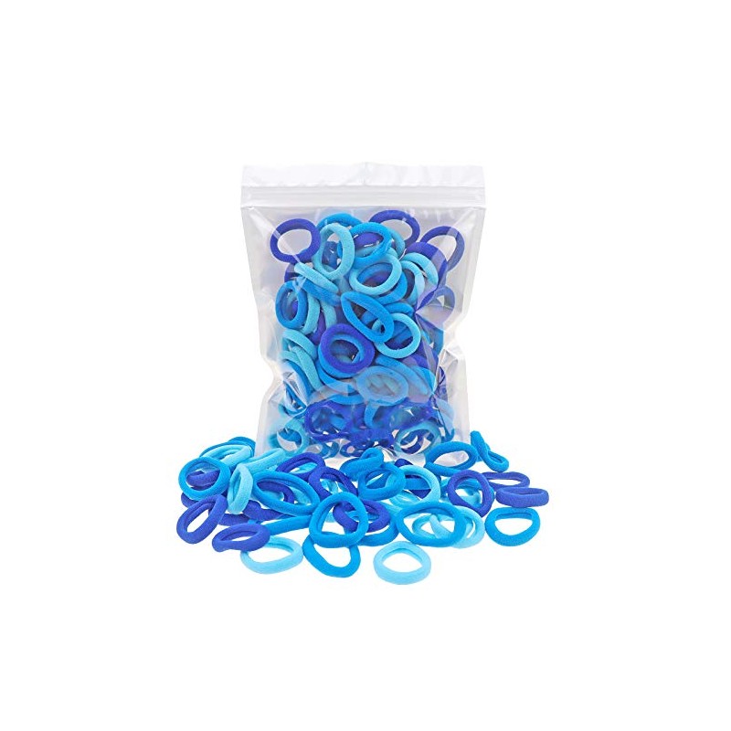100 Pack Blue Color Nylon Small Hair Ties Toddlers Baby