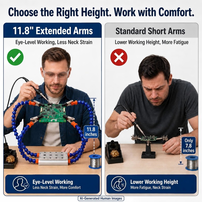 Soldering Helping Hands - 4 Flexible 11.8" Extended Arms, Heavy-Duty