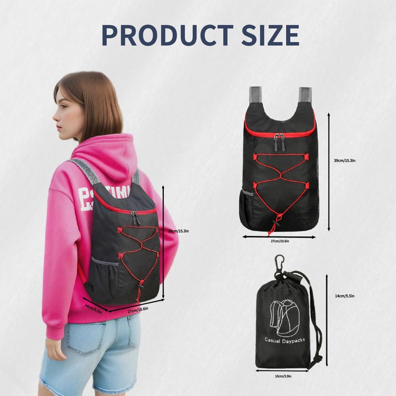 Feibmir 2 Pack Black Dark Blue 12L Lightweight Foldable Backpack,