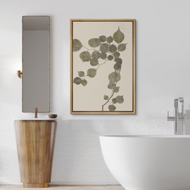 SIGNFORD Framed Canvas Print Wall Art Botanical Simplicity Minimalist Leaf Illustrations Modern Art Decorative Bohemian Relax/Calm for Living Room, Bedroom, Office - 16"x24" Natural