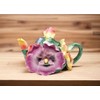 Fine Ceramic Hand Painted Colorful Pansy Teapot, 6-1/2" L