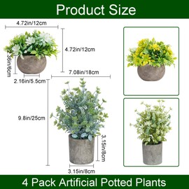 MISRTANY 4PCS Artificial Potted Plants Fake Lavender Plants & Flowers Plastic Lavender in Pot for Home Office Desk Bathroom Farmhouse Decoration Indoor Tabletop Shelf Indoor Decorations - Light
