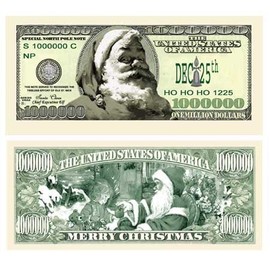 Modern Santa Claus Million Dollar Bill With Bill Protector