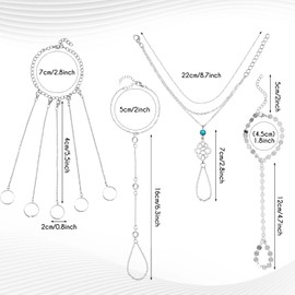 8 Pieces Hand Chain Set Ring bracelet ring hand chain crystal finger chain bracelet Bohemian Hand Jewelry for Women