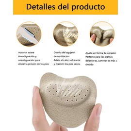 Almohadillas Para Zapatos, Plantillas Para Tacones De Mujer, 7.5cm x6.5cmAlivio Del Dolor y Cansancio En Pies, 4 Pares De Almohadillas De Cuero Genuino Para Uso Profesional y Social