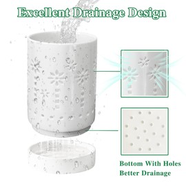 pavtner Orchid Pots with Holes,4 Inch Ceramic Orchid Pot for Repotting, Plant Pot for Repotting Orchids and Other Flowers - Indoor/Outdoor White